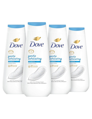 Dove Gel de Baño Suave Exfoliante 4x20 oz con Minerales