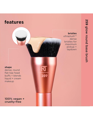Brocha de Maquillaje Base Redonda Glow Real Techniques 20.99 cm