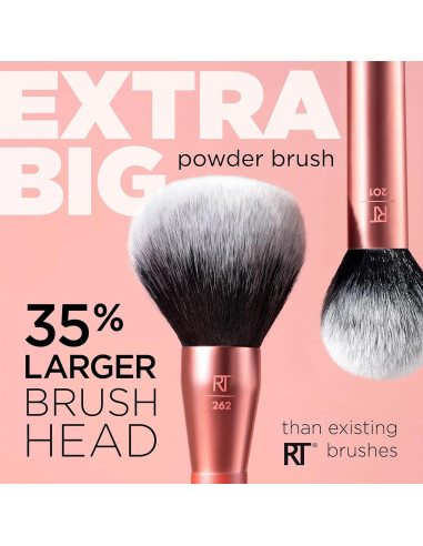 Brocha de Polvo XL Real Techniques - Cerdas Sintéticas Rosa