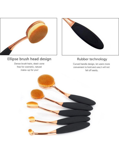 Set de Brochas de Maquillaje Yoseng 5 Pcs Ovaladas Sintéticas