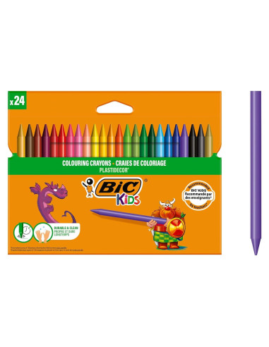 Crayones BIC Kids Plastidecor 24 Colores para Niños
