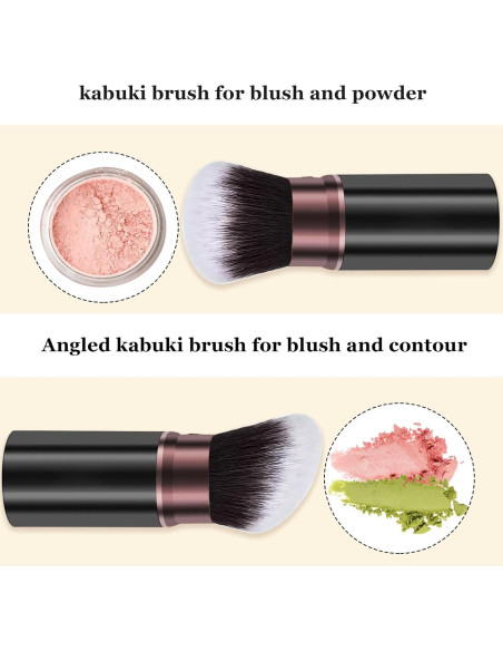 Brochas de Maquillaje Kabuki Retráctiles Keriloo - 2 Piezas Brochas de Maquillaje Kabuki Retráctiles Keriloo - 2 Piezas
