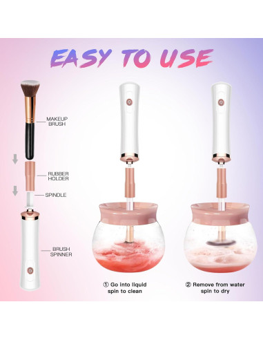 Limpiadora Automática de Brochas FEIMINI Rosa - Rápida y Eficaz