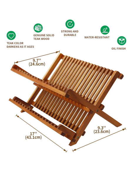 Estante Plegable para Secar Platos Utoplike de Teak 2 Niveles Estante Plegable para Secar Platos Utoplike de Teak 2 Niveles