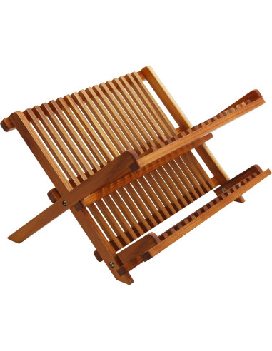 Estante Plegable para Secar Platos Utoplike de Teak 2 Niveles