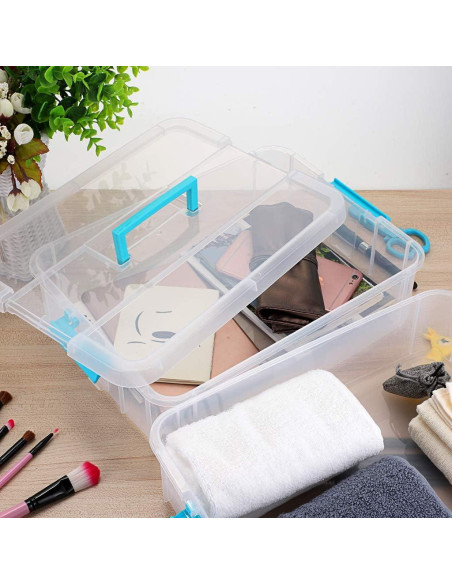Caja de Almacenamiento Apilable JUXYES 2 Niveles Azul 2L Caja de Almacenamiento Apilable JUXYES 2 Niveles Azul 2L