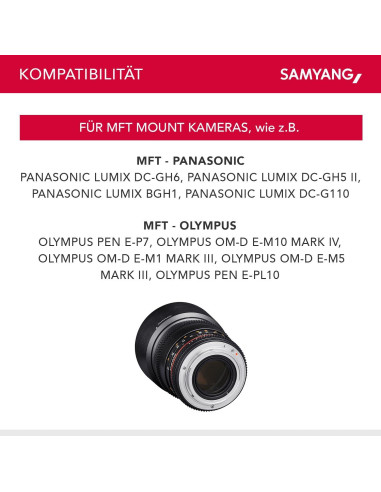 Lente Samyang 85mm T1.5 VDSLR II Micro Cuatro Tercios