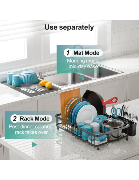 Estante de Secado de Platos GSlife Expandible 16.5-21.3" Negro Estante de Secado de Platos GSlife Expandible 16.5-21.3" Negro