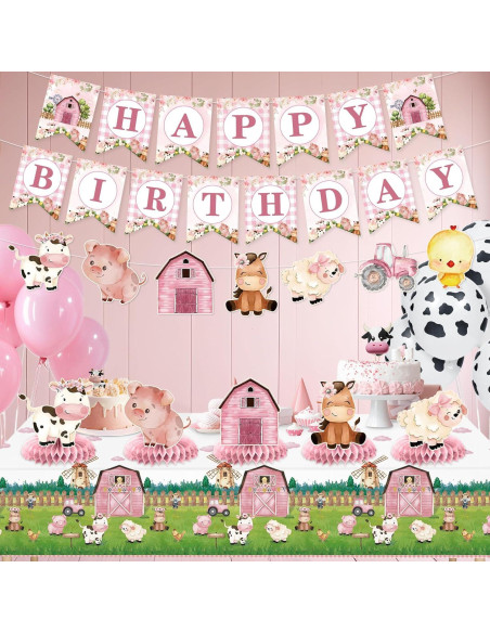 Decoraciones de Cumpleaños Granja Rosa Innovoscape 6 Piezas Decoraciones de Cumpleaños Granja Rosa Innovoscape 6 Piezas
