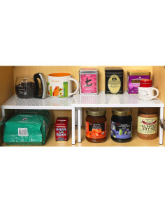 Organizador de estante apilable Simple Houseware Blanco 2 Unidades 2