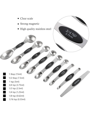 Juego de Tazas y Cucharas Medidoras Turewin Acero Inoxidable