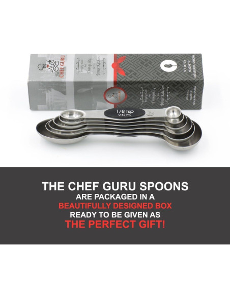 Juego de cucharas medidoras magnéticas El Chef Guru 6 piezas Juego de cucharas medidoras magnéticas El Chef Guru 6 piezas
