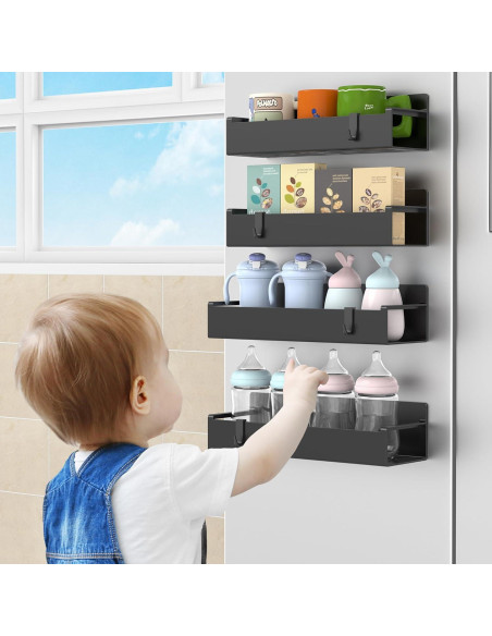 Organizador de Especias Magnético HuggieGems 4 Paquetes Negro Organizador de Especias Magnético HuggieGems 4 Paquetes Negro