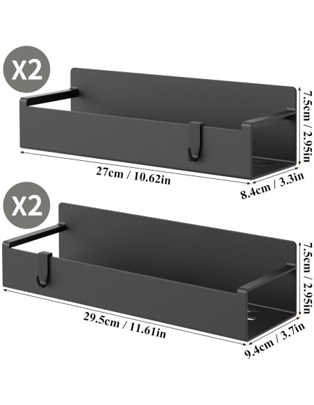Organizador de Especias Magnético HuggieGems 4 Paquetes Negro Organizador de Especias Magnético HuggieGems 4 Paquetes Negro