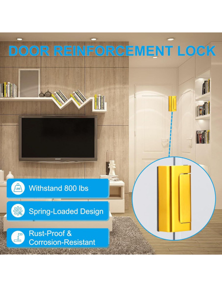 Cerradura de Seguridad PATIKIL para Puerta 7,62 cm Dorado Cerradura de Seguridad PATIKIL para Puerta 7,62 cm Dorado