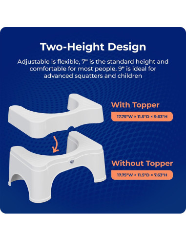 Taburete de Baño Ajustable Squatty Potty 2.0 Blanco 7"/9"