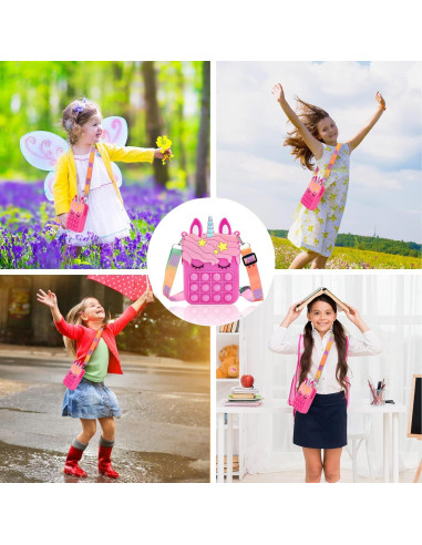 Bolsa Unicornio Pop Fidget Civan Rosa 20x13cm para Niños