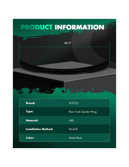 Alerón Trasero SCITOO Negro Mate para Toyota Yaris 2016-2021 Alerón Trasero SCITOO Negro Mate para Toyota Yaris 2016-2021
