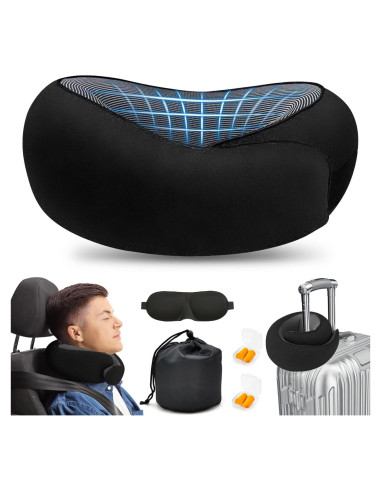 Almohada de Viaje Reizmet para Cuello con Espuma Memoria Negra