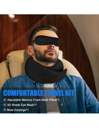 Almohada de Viaje Reizmet para Cuello con Espuma Memoria Negra