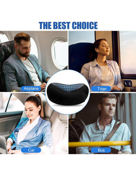 Almohada de Viaje Reizmet para Cuello con Espuma Memoria Negra Almohada de Viaje Reizmet para Cuello con Espuma Memoria Negra