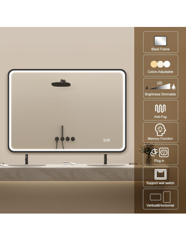 Espejo de Baño LED STARLEAD 71x102 cm con Anti-vaho y Luz Regulable