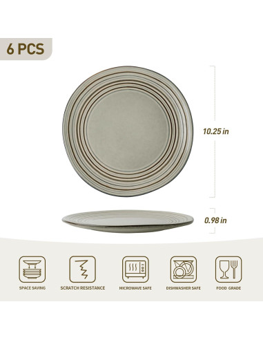 Juego de Platos de Cena Famiware 6 Unidades Cerámica 26 cm