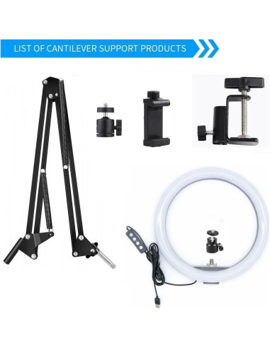 Luz de Anillo de 10" Acetaken con Soporte Ajustable para Webcam