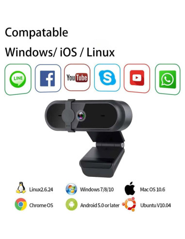 Cámara Web 2K QHD Jinpei JW-07B-A con Enfoque Automático