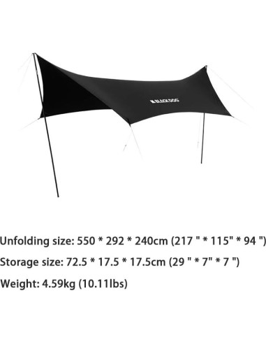 Toldo de Camping Windhike 5.5M x 2.9M Impermeable con Hamaca