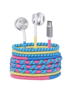 Auriculares USB C URIZONS TC7 trenzados con micrófono y volumen