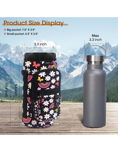 Bolsa Portabotellas ARTSO Neopreno 25oz Flores Arcoíris Negras Bolsa Portabotellas ARTSO Neopreno 25oz Flores Arcoíris Negras