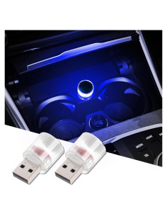 Lámpara LED USB Mini DWARFOO para Coche y Decoración - Azul 2PCS