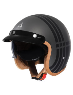 Casco TRIANGLE B206 3/4 Retro Gris Negro para Motocicleta