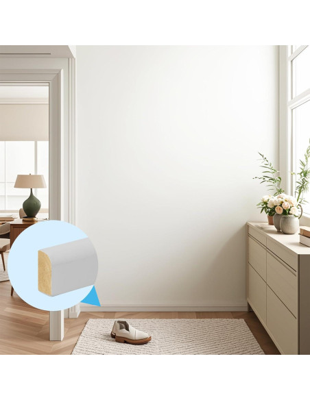 Moldura de Pared Art3d 4-Pack MDF 2.44 m Pintable Blanca Moldura de Pared Art3d 4-Pack MDF 2.44 m Pintable Blanca