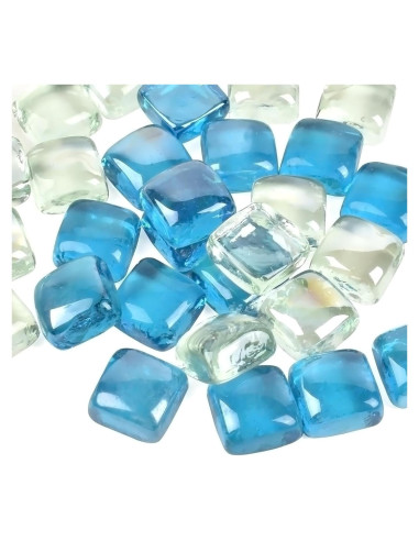 Canicas de Vidrio LUEYAO 1LB Azul Claro y Transparente