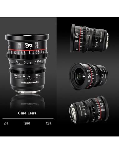 Lente de Cine Meike 12mm T2.5 S35 para Canon EF