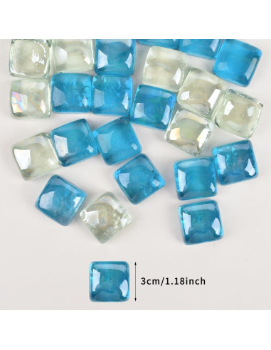 Canicas de Vidrio LUEYAO 1LB Azul Claro y Transparente