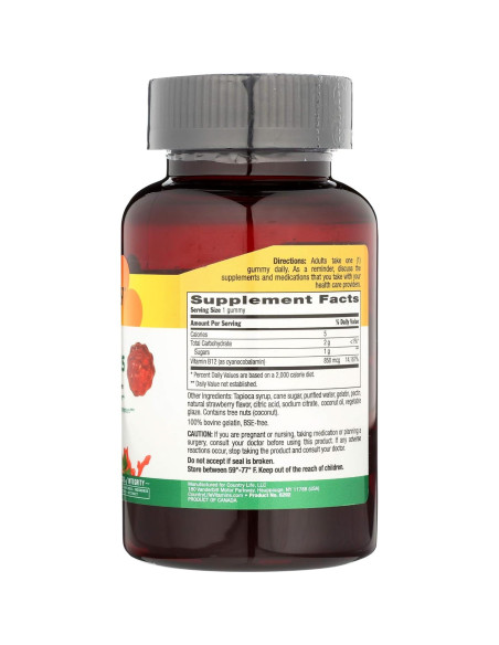 Gominolas de Vitamina B12 Country Life 850 mcg 60 unidades Gominolas de Vitamina B12 Country Life 850 mcg 60 unidades