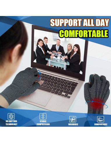 Guantes de Compresión Tiny Chou para Artritis - Rosa Grande