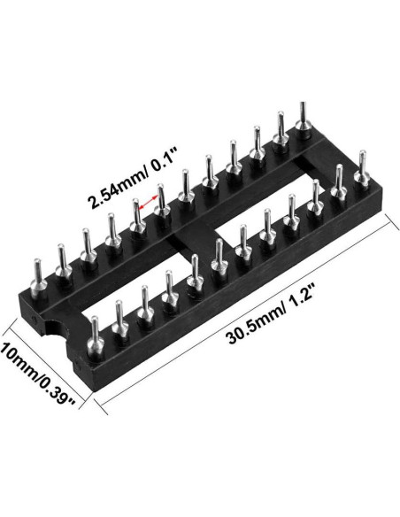 Adaptador Zócalo DIP IC uxcell 2 Piezas 24 Pines 2.54mm Adaptador Zócalo DIP IC uxcell 2 Piezas 24 Pines 2.54mm