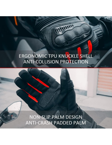 Guantes de Invierno OLizee Impermeables Ajustables para Motocicleta