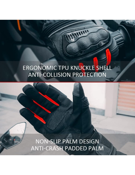 Guantes de Invierno OLizee Impermeables Ajustables para Motocicleta Guantes de Invierno OLizee Impermeables Ajustables para Motocicleta