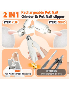 Cortador y Amoladora de Uñas para Perros Meonlala USB 2-en-1 2