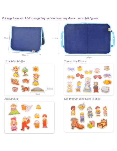 CHEFAN Conjunto de Cuentos de Fieltro 4 Piezas para Niños CHEFAN Conjunto de Cuentos de Fieltro 4 Piezas para Niños