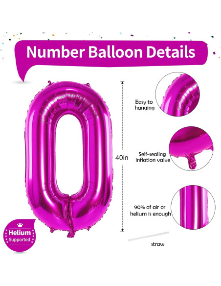 Globo de Número 0 Rosa Fucsia 101,6 cm para Fiestas Globo de Número 0 Rosa Fucsia 101,6 cm para Fiestas