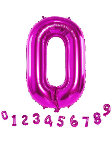 Globo de Número 0 Rosa Fucsia 101,6 cm para Fiestas