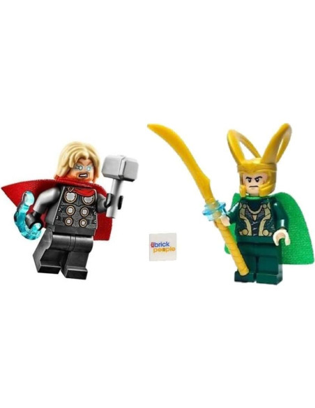 Minifiguras LEGO Thor y Loki con Mjolnir y Tesseract - 5 cm Minifiguras LEGO Thor y Loki con Mjolnir y Tesseract - 5 cm