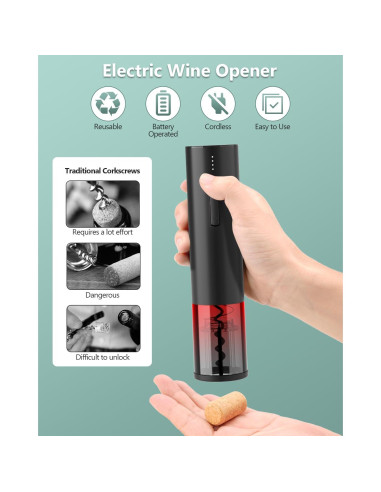 Juego de Abridor de Vino Eléctrico Higfra con Accesorios 4 en 1