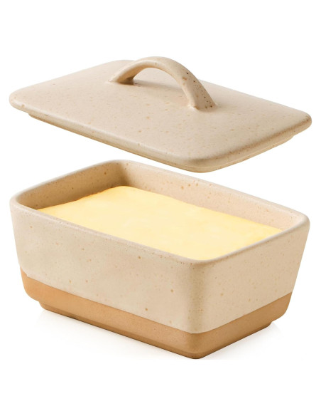 Plato de Mantequilla Cerámica NUTRIUPS con Tapa Vintage 1 Barra Plato de Mantequilla Cerámica NUTRIUPS con Tapa Vintage 1 Barra